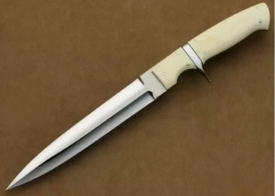 CUSTOM HANDMADE TOOL STEEL DOUBLE EDGE FULL TANG FIX BLADE HUNTING SURVIVAL KNIF