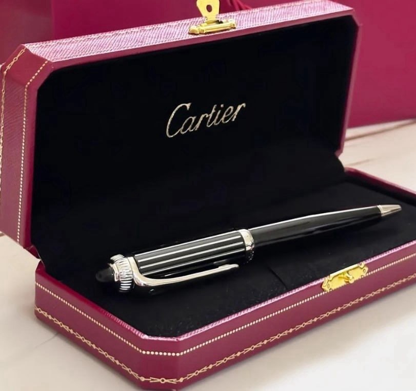 2026 Roadster Cartier Ballpoint Pen Black Silver Full Box New