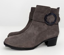Image of Womens Gabor Suede Greyish Brown Zip Ankle Boots Size 6 With Buckle Detail BN