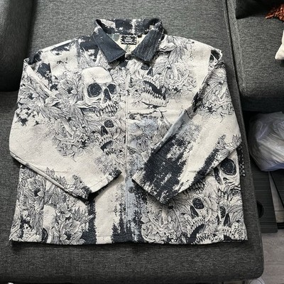 Rebel Vengeance Jacket Mens XXL Skull Floral Pattern Button Up Streetwear