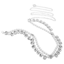Durable Adjustable Metal Waist Chain with Pearls and Sparkling Rhinestones