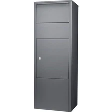 Gray Steel Large Locking Parcel Drop Box w/ Keyed Access 41.5in