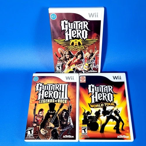 Nintendo Wii Guitar Hero Legends Of Rock • World Tour • Aerosmith 3 Game Lot CIB