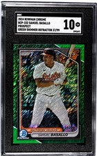 2024 Bowman Chrome Prospects Samuel Basallo BCP-232 Green Shimmer 37/99   SGC 10