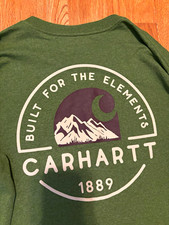 Carhartt Mens Green Relaxed Fit Graphic Long ...