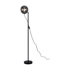 Sphera Floor Lamp Black Iron Base Smoky Glass Shade 147cm Lexi Lighting