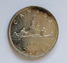 1946 SWL CANADA SILVER $1 DOLLAR - AU50 - SHORT WATERLINES - ONE DOLLAR COIN