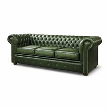 Chesterfield 3 Seater Sofa Handmade Italian Brown Leather Vintage Luxury Couch