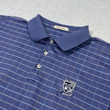 Peter Millar Polo Shirt Mens XL Blue Check Short Sleeve Embroidered Golf