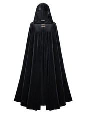 Renaissance Velvet Cape Medieval Cloak Hobbit Costume Black