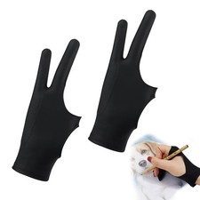 2 Pcs Two-Finger Artist Glove Breathable Drawing Gloves for Digital Tablet