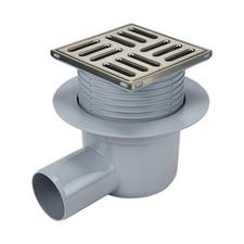 Floor Drain Bottle Gully Trap 100x100mm Grid Stainless Steel Side Outlet 50mm