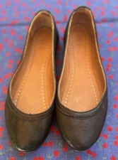 Frye Women's Carson Ballet Flats Classic Black Leather Size 5.5 B Casual EUC