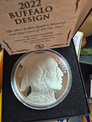 GIANT BUFFALO TRIBUTE PROOF 4 TROY OZ .999 SILVER w/ COA BULLION