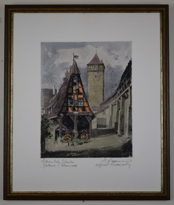 Gerlach Schmiede, Rothenberg. Radierung des denkmalgeschützten deutschen Künstlers Horst Rosemann, um 1980