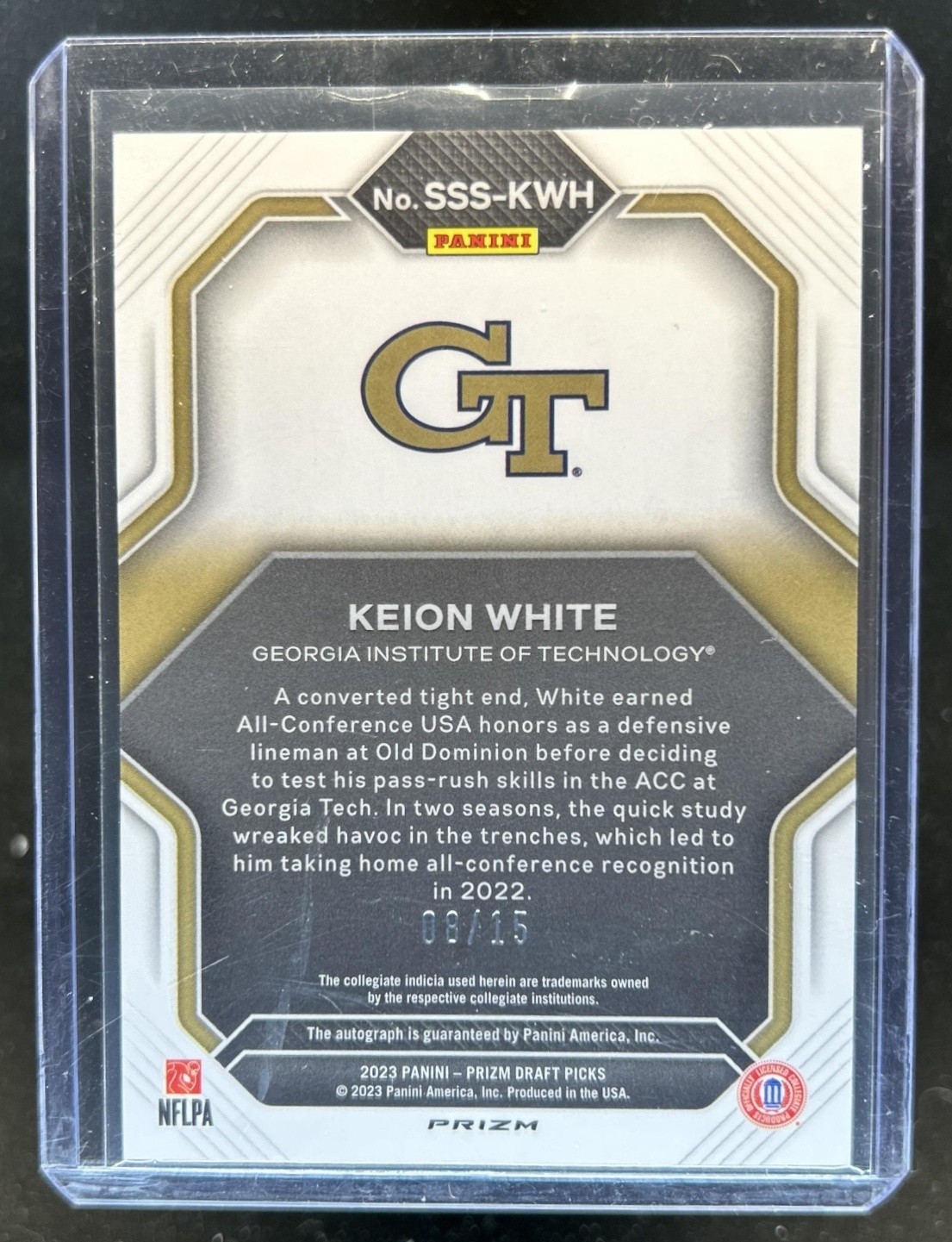2023 Prizm Draft Keion White Saturday Star Signatures Gold Shimmer RC Auto #/15 view 2