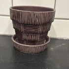 Vintage McCoy USA Pottery 5” Basket Weave Flower Pot Planter /Saucer Rare Color