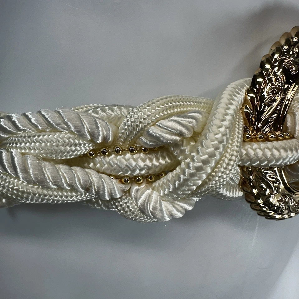 Vintage Belt Cord Rope Knot White Buckle 90s Waist 28 -30 inch Small Med - Imagem 3 de 4
