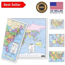 Durable 13" x 18" Political  World Map for Classroom  Home Use - Full Color