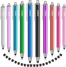 10 Pack Thin Rubber Tip Stylus With 20 Replacement Tips for Capacitive Touchscre