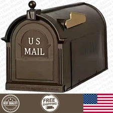 Bronze Post Mount Mailbox, Large, Keeps Mail Dry, Heavy Duty for Rural