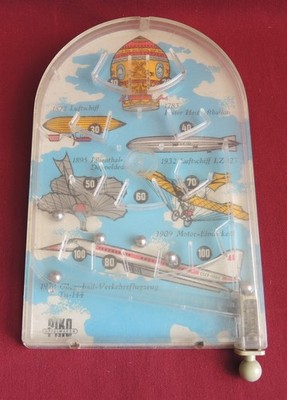 Old TOY BILLIARD Soviet PLANE TU-144 Aircraft TABLE Top Pinball GAME PIKO DDR