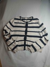 Universal Thread Cardigan Sweater Womens Small Black White Stripe Knit Button Up