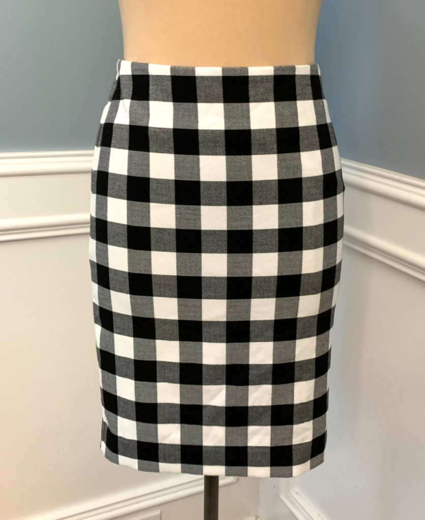 Ann Taylor Womens Size 0 Gingham Plaid Lined Pencil Skirt for Work Academia