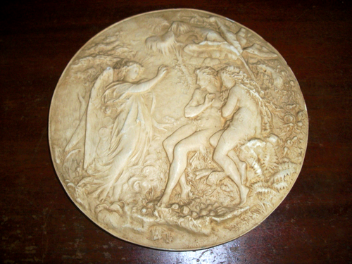 Adam & Eve with Angel in Garden of Eden Wall Plaque | eBay