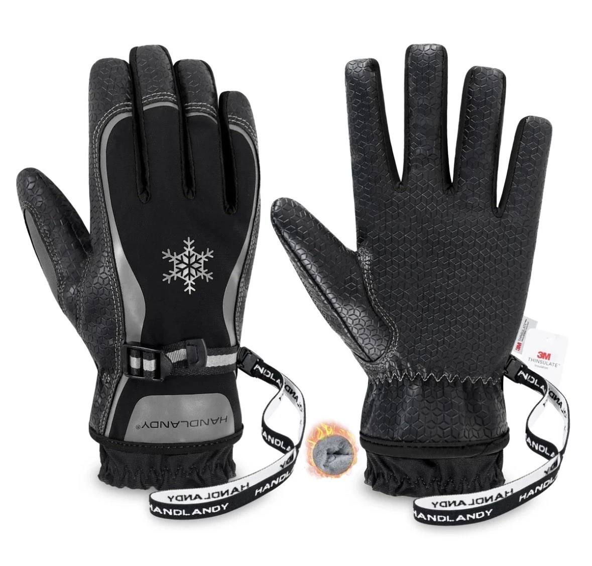 Nwt Handlandy Large Gloves Work Snow Insulated Black And Gray Unisex