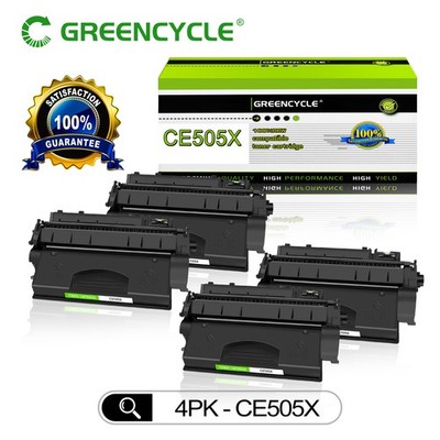 Greencycle 4 PACK CE505X 05X Black Toner Cartridge for HP LaserJet P2050 P2055n