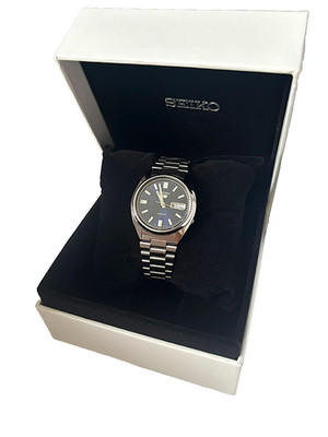 Seiko 5 Herrenuhr Automatik Edelstahl Datum Blau 37mm SNXS77 originalverpackt