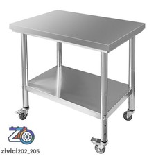 New 36"x24" Stainless Steel Work Table with 4 Wheels Heavy Duty Food Prep