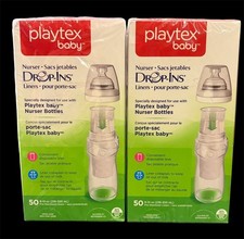  2 Playtex Baby Drop Ins Liners Nurser Bottles 8-10 oz 50 Per Box, Sealed
