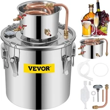 VEVOR Alcohol Still 8Gal 30L Stainless Steel Water Alcohol Distiller Copper Tube