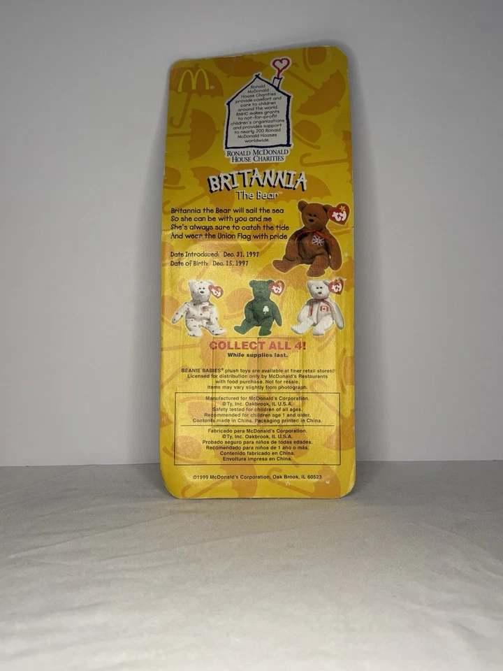 4 RARO McDonald’s TY Beanie Babies Brittania, Glory, Erin, Arce De colección Foto 3 de 4