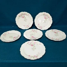 Set of 6 VTG Homer Laughlin Virginia Rose 9.25" Scalloped Edge Dinner Plates