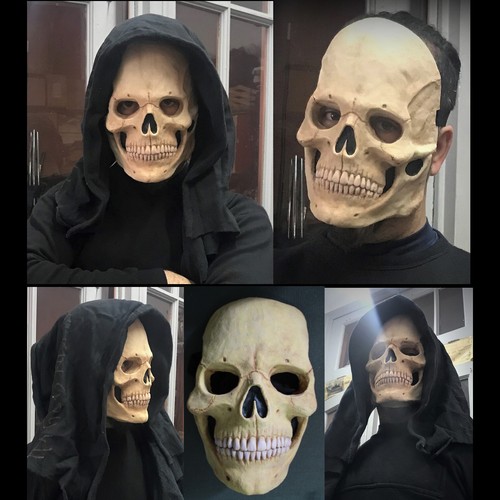 SKULL half latex MASK - Halloween CALAVERA Dark CRANEO MOTU PIRAT BONES cosplay - Picture 2 of 24