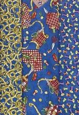 3 PC Sewing Themed Fabric Signature Classics Oakhurst Textiles Blue Red Notions