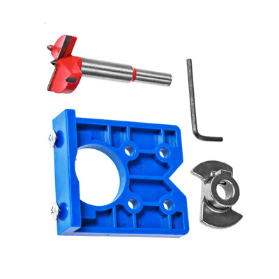 35mmHinge Jig Drilling Wood Hole Woodworking Saw Guide Locator w/Drill Bit Set