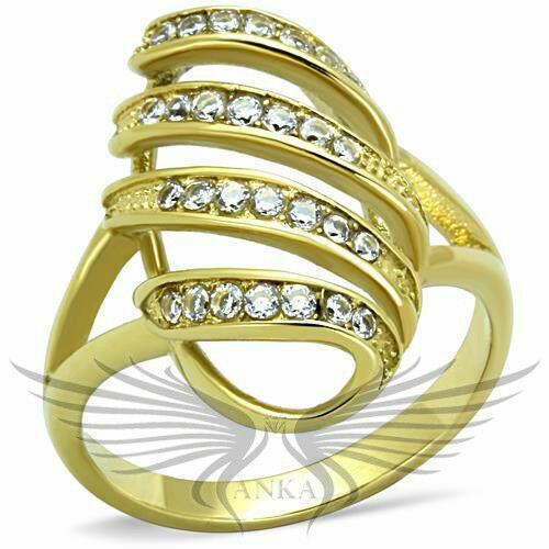 Accented Cubic Zircon CZ AAA Yellow Gold Plated Cocktail Fashion 
