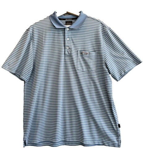 Greg Norman for Tasso Elba Golf Shirt Polo Play Dry Chest Logo Blue Size Large