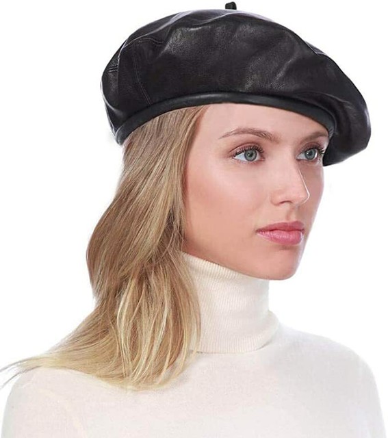 eric javits leather beret