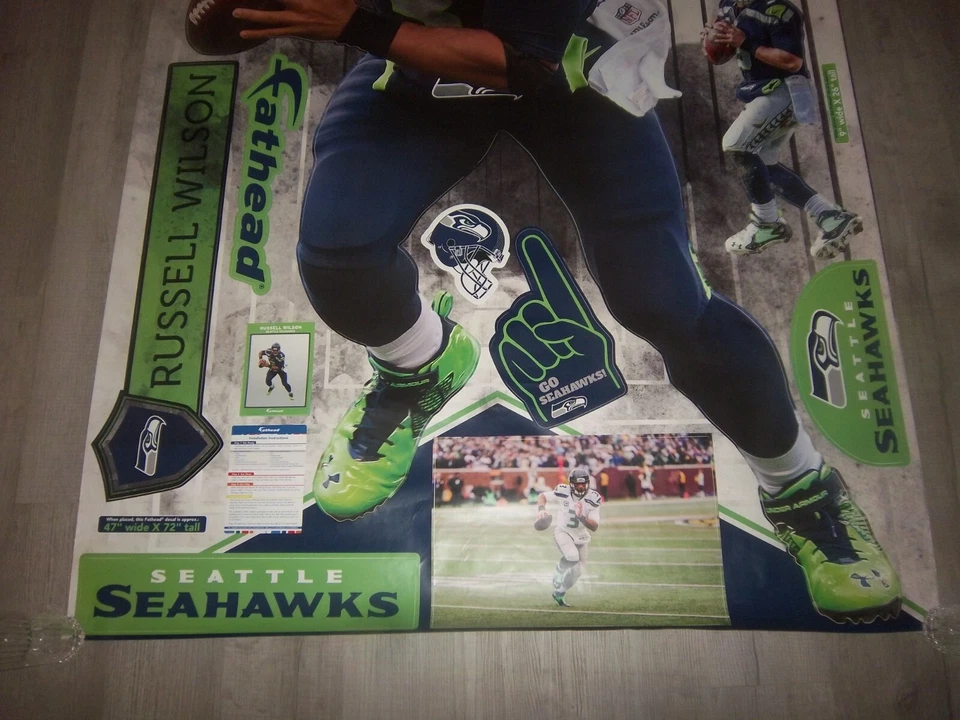 Gráfico de pared Fathead Russell Wilson Seahawks tamaño real Foto 2 de 4