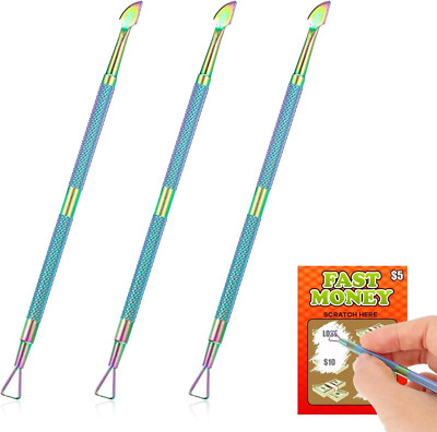3Pcs Lottery Ticket Scratcher Tool Double-Headed Metal Scratch off Tool