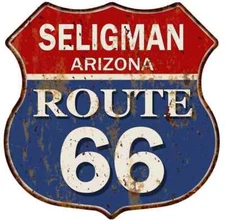 SELIGMAN, ARIZONA Route 66 Shield Metal Sign Man Cave Garage 211110013020