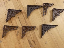 7 Shelf Brackets Small Cast Iron Rustic Welding *READ* CASTING CHIPS DEFECTS