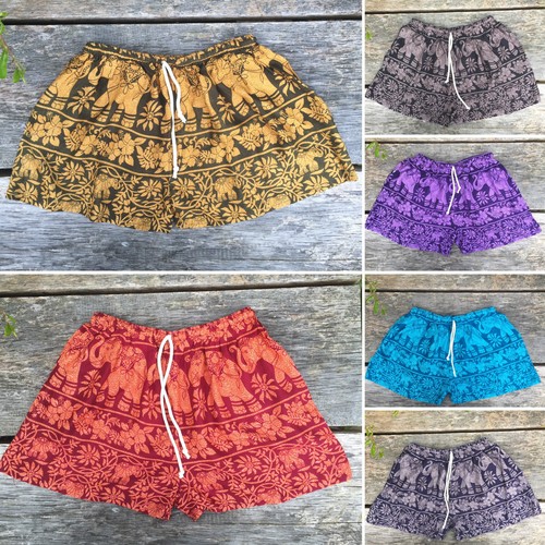 Pantalones cortos para mujer Elefante Estampado Playa Festival étnico Hippie  Bohemio Hippy XS/S | eBay