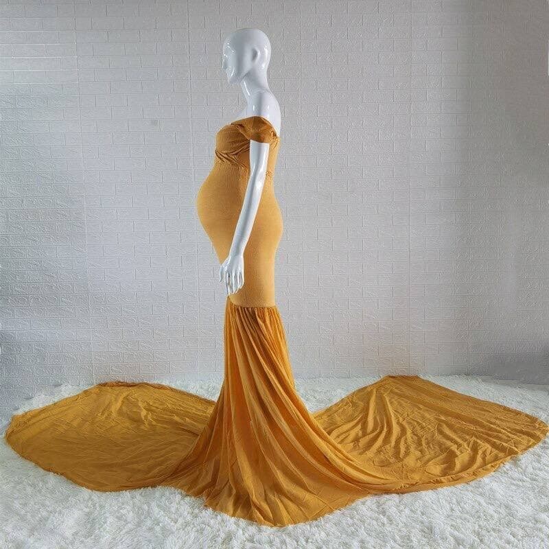 green emerald velvet dress Kate Sequin Embroidery Trailing Detachable Sleeve Custom Maternity Photoshoot Gowns, L / 3#-Golden main image 0