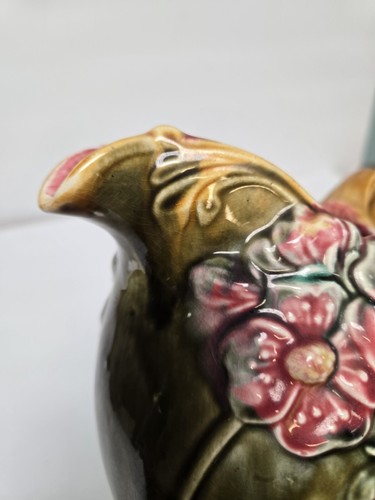 Antique Frie Onnaing France Majolica Pitcher Clematis 764 Art Nouveau 1900-1909 - Picture 9 of 15